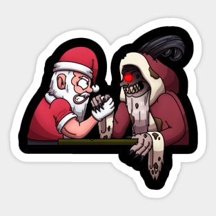 Santa Claus Arm Wrestling With Krampus Sticker